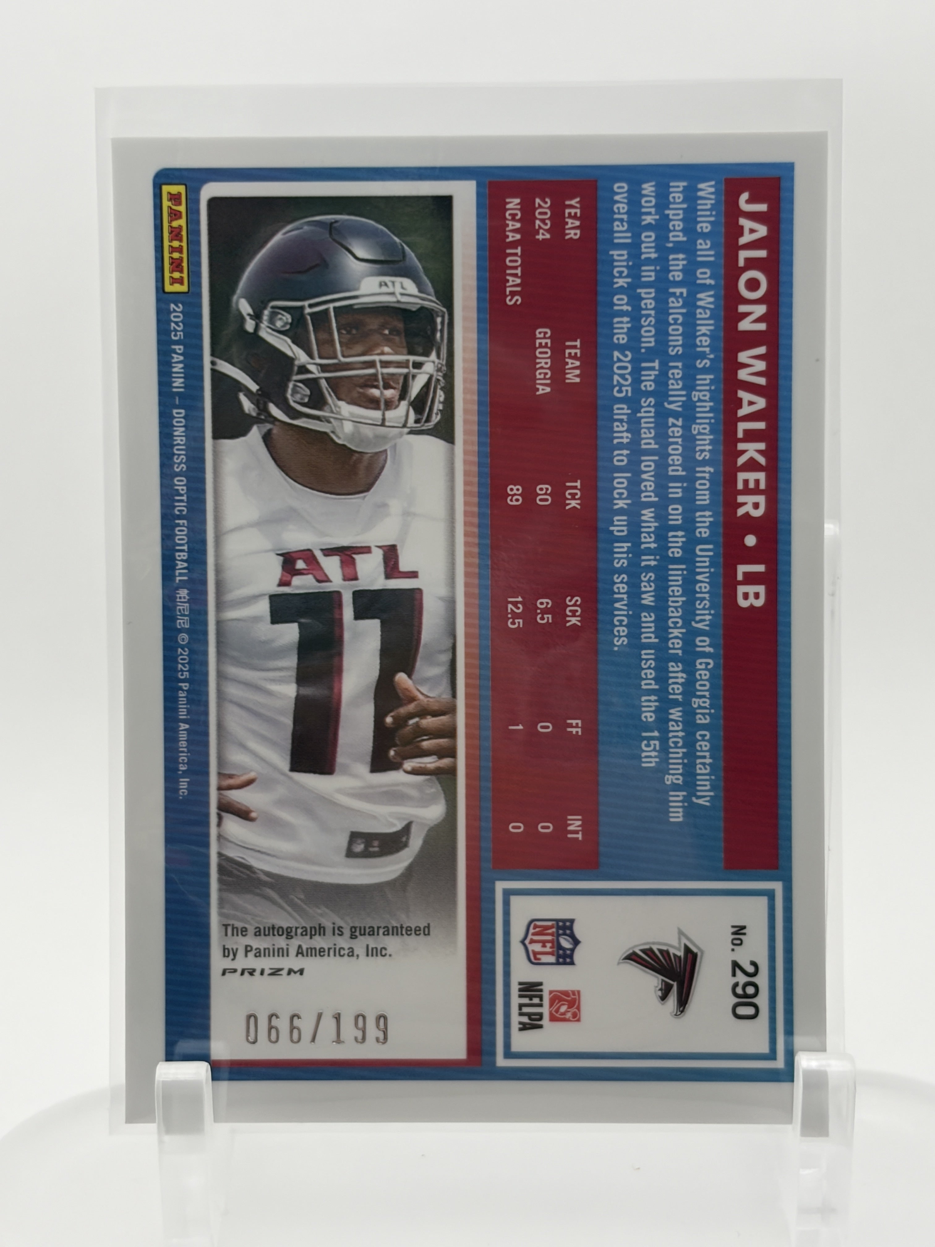 2025 Donruss Optic #290 Jalon Walker Rated Rookies Autographs Holo #/199