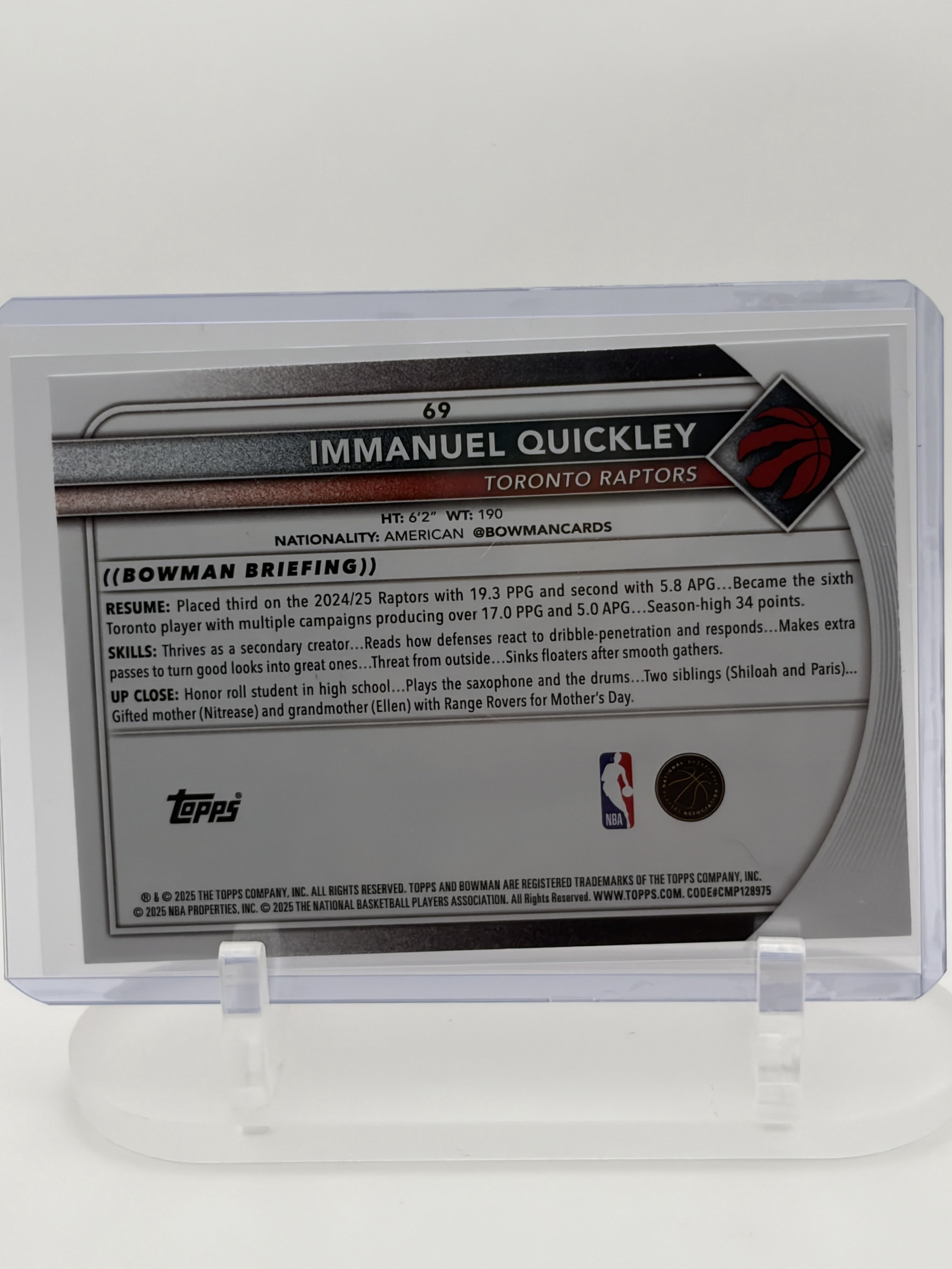 2025-26 Bowman #BCV-69 Immanuel Quickley pink /175