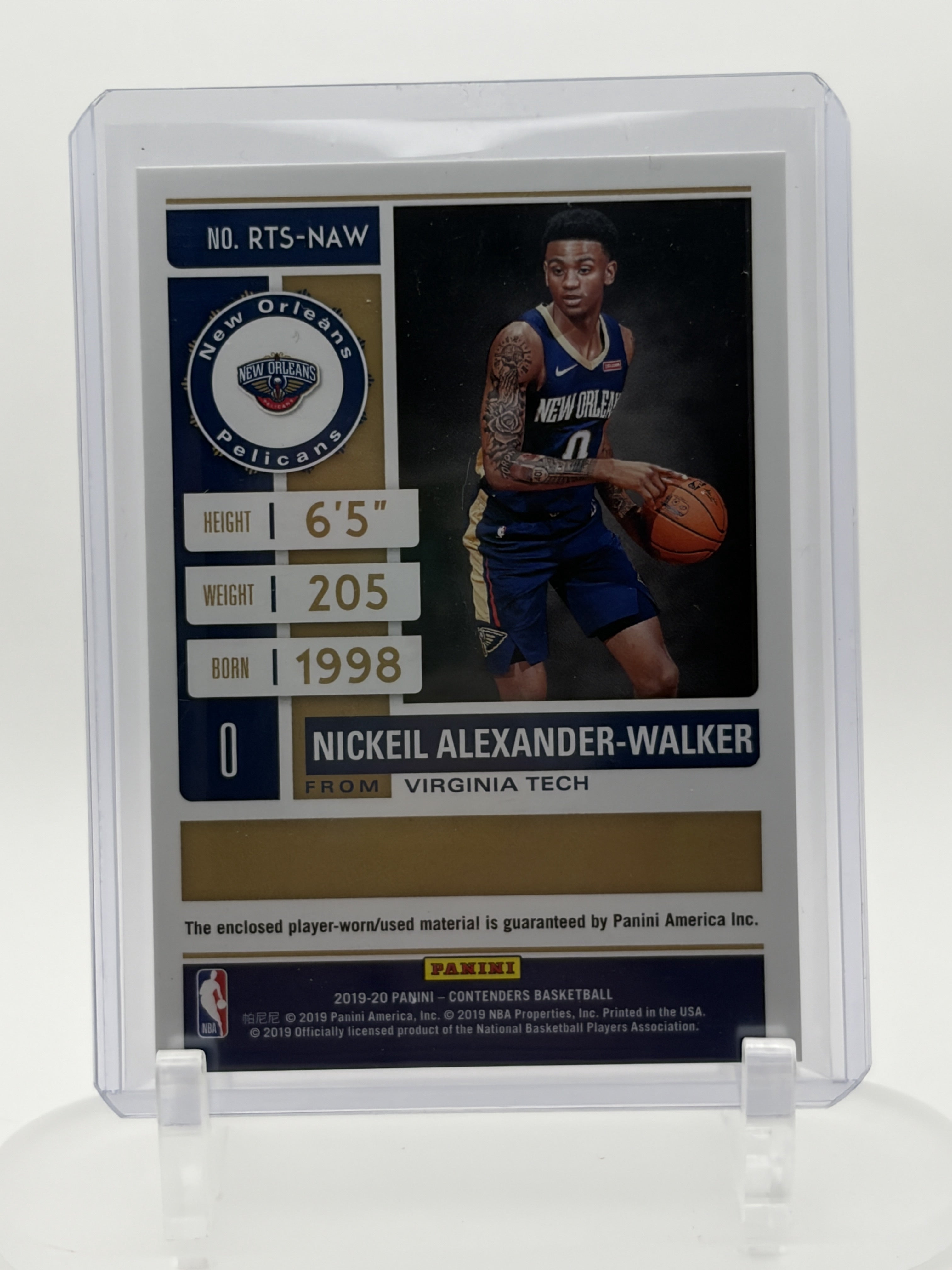 2019-20 Panini Contenders #RTS-NAW Nickeil Alexander-Walker Ticket Swatches