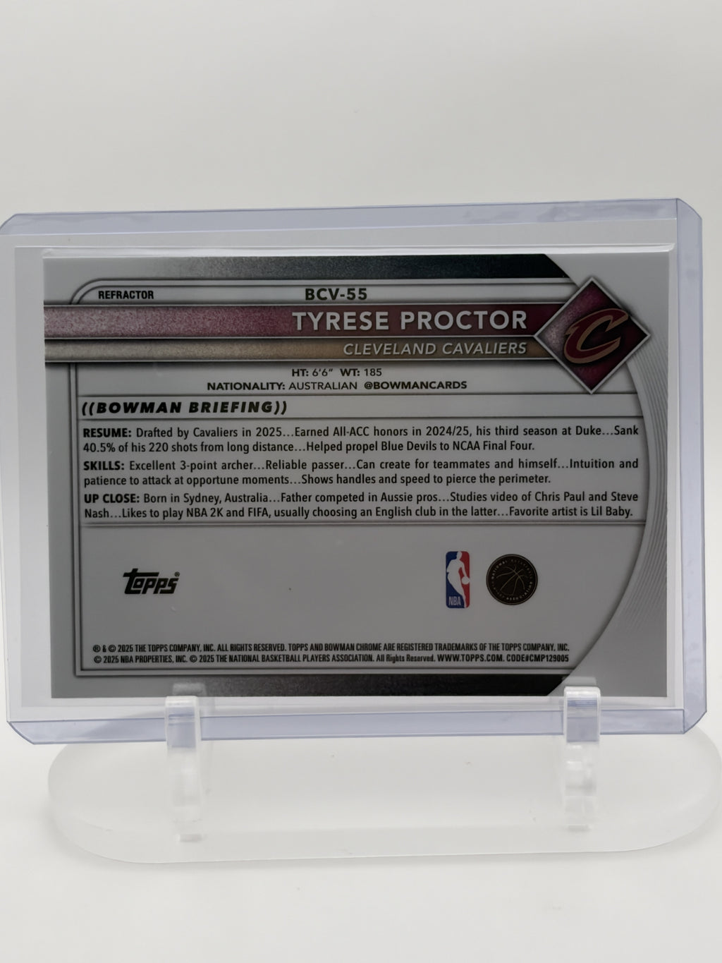 2025-26 Bowman #55 Tyrese Proctor Blue Border #/150