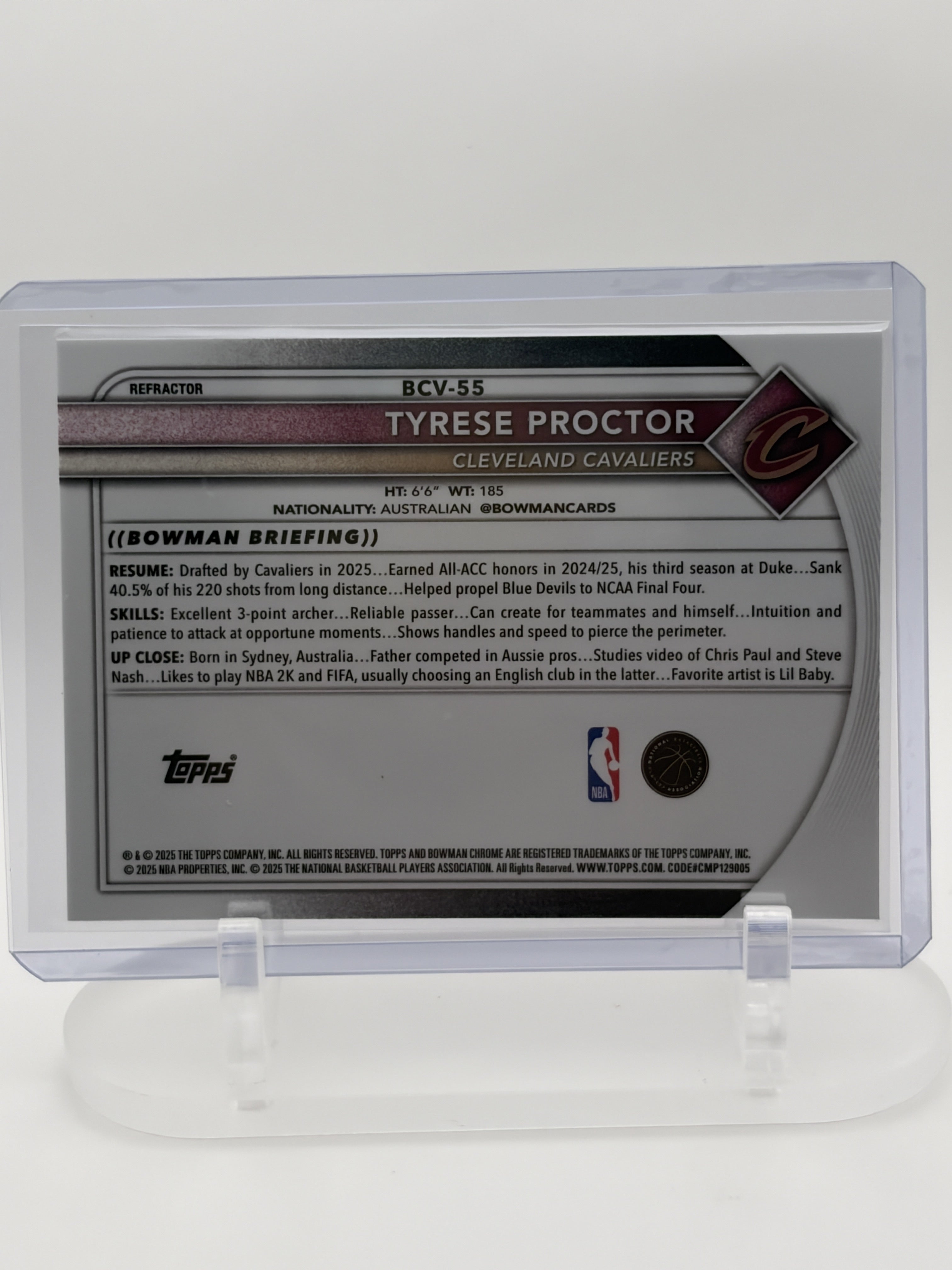 2025-26 Bowman #55 Tyrese Proctor Blue Border #/150