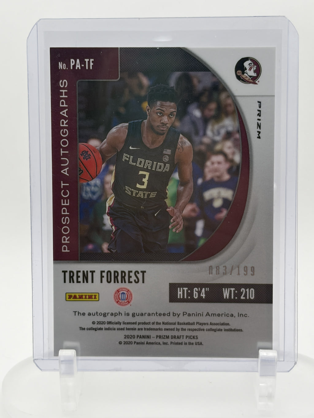 Trent Forrest 2020 Panini Prizm Draft #PA-TF Prospect Autographs Red /199