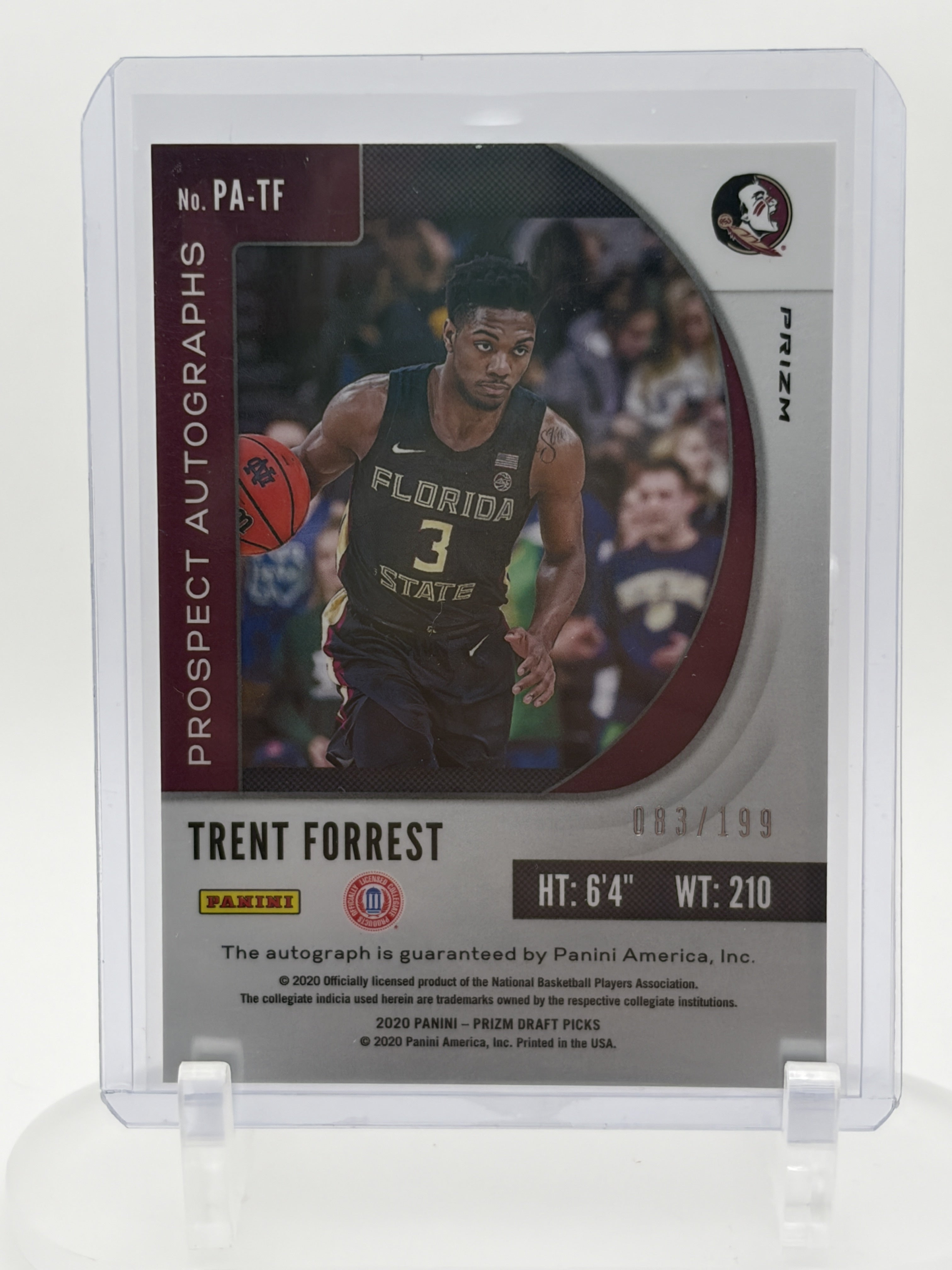Trent Forrest 2020 Panini Prizm Draft #PA-TF Prospect Autographs Red /199
