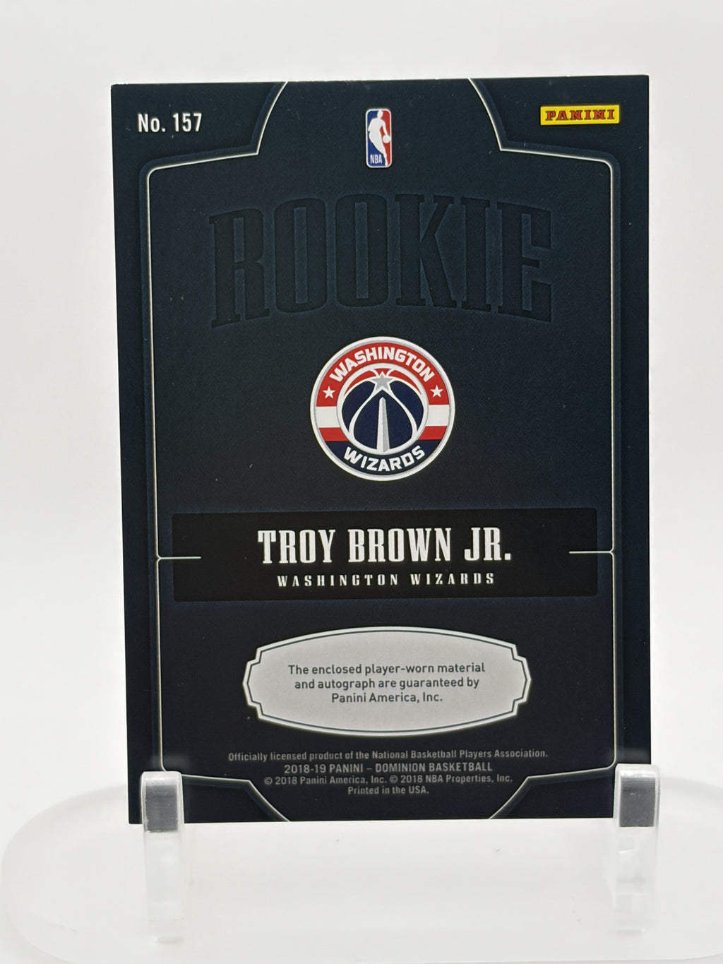 2018-19 Panini Dominion Troy Brown Jr. Rookie Jersey On Card Auto Autograph /199