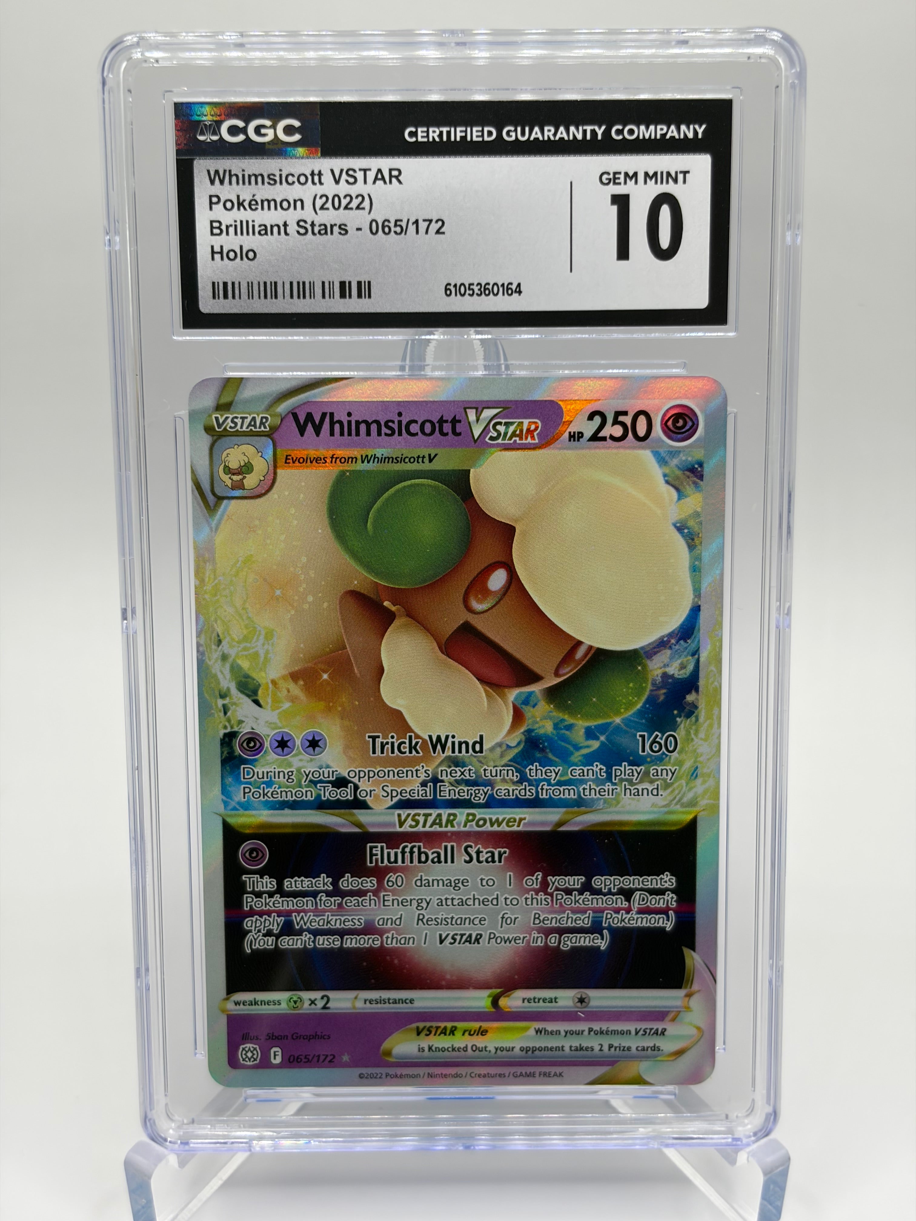 CGC Gem Mint 10 - Whimsicott VSTAR | Brilliant Stars 065/172
