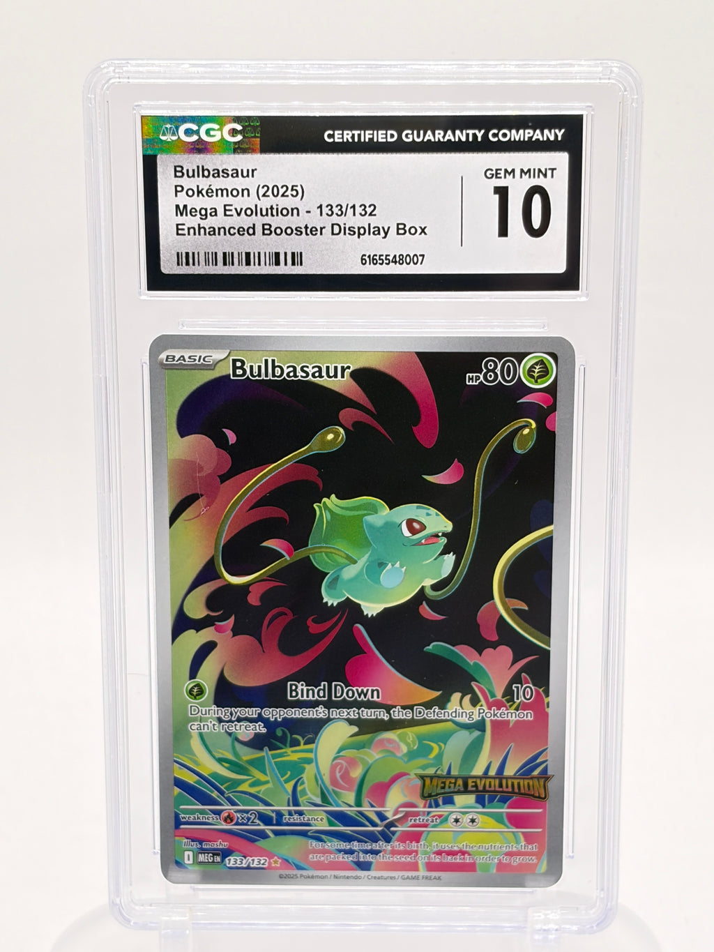Pokemon Bulbasaur 133/132 CGC Gem Mint 10 Illustration Rare Mega Evolution 2025 Enhanced Booster Display Box Graded Slab
