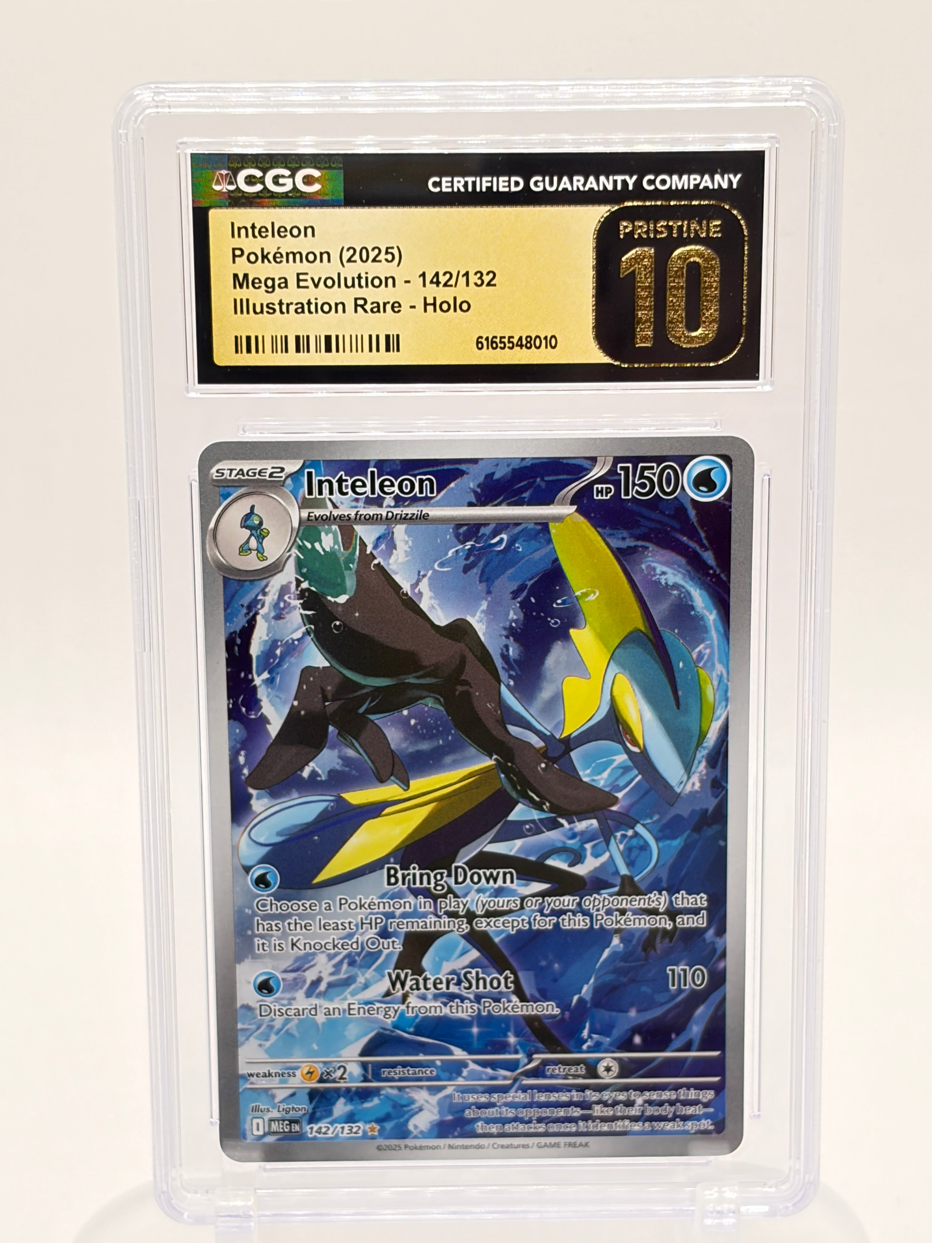 Pokemon Inteleon 142/132 CGC Pristine 10 Illustration Rare Holo Mega Evolution 2025 Graded Slab