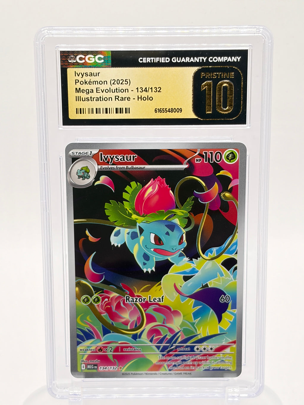 Pokemon Ivysaur 134/132 CGC Pristine 10 Illustration Rare Holo Mega Evolution 2025 Graded Slab