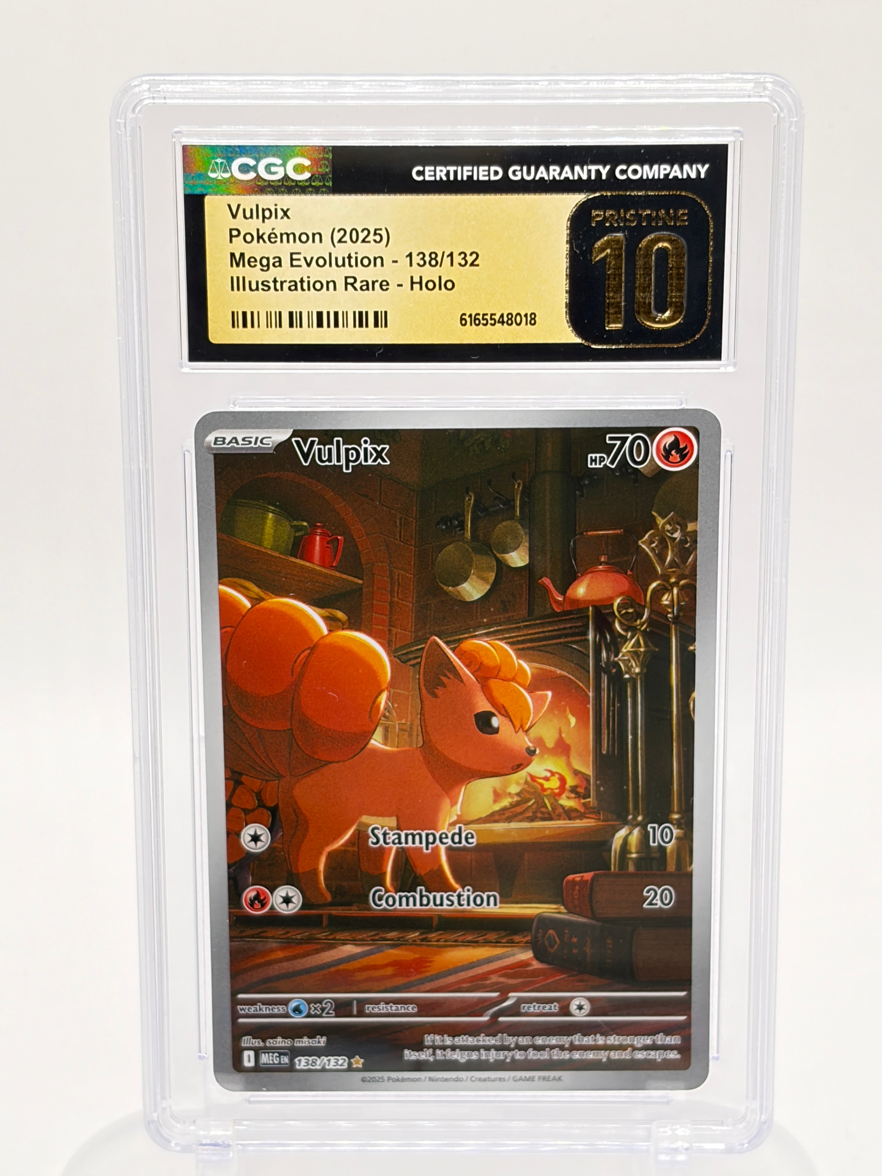 Pokemon Vulpix 138/132 CGC Pristine 10 Illustration Rare Holo Mega Evolution 2025 Graded Slab