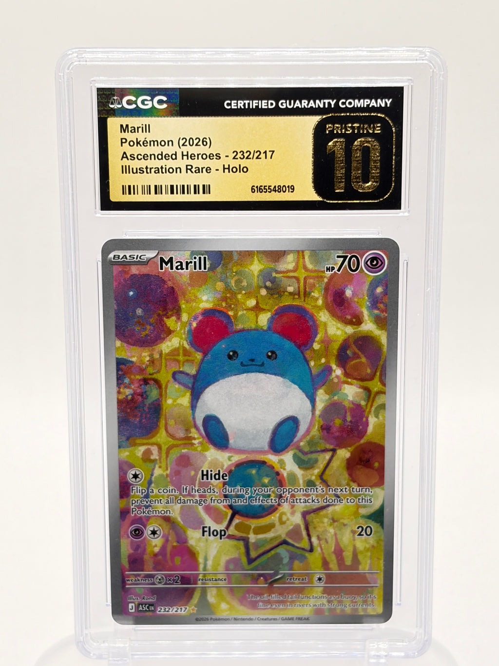 Pokemon Marill 232/217 CGC Pristine 10 Illustration Rare Holo Ascended Heroes 2026 Graded Slab
