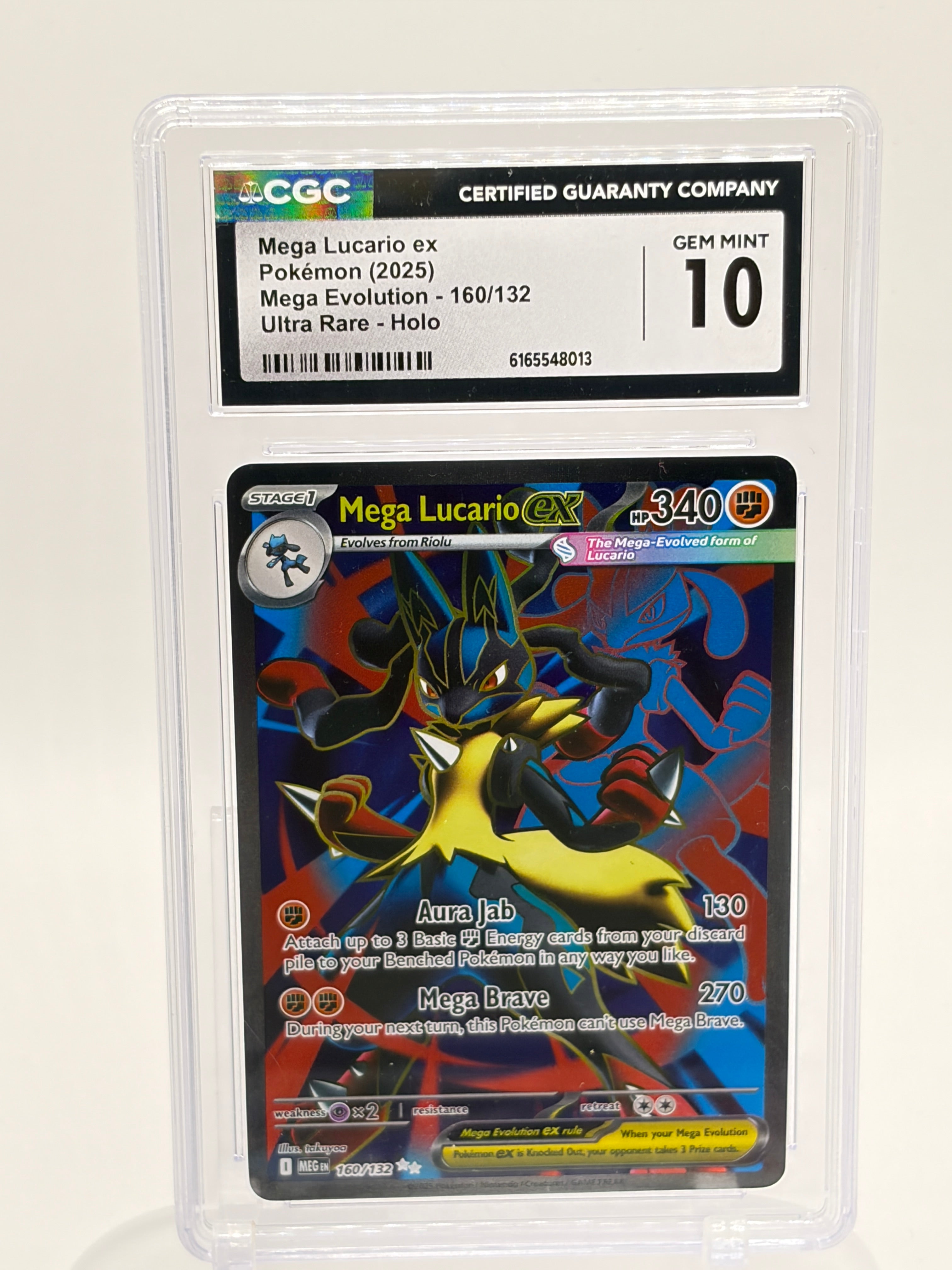 Pokemon Mega Lucario ex 160/132 CGC Gem Mint 10 Ultra Rare Holo Mega Evolution 2025 Graded Slab