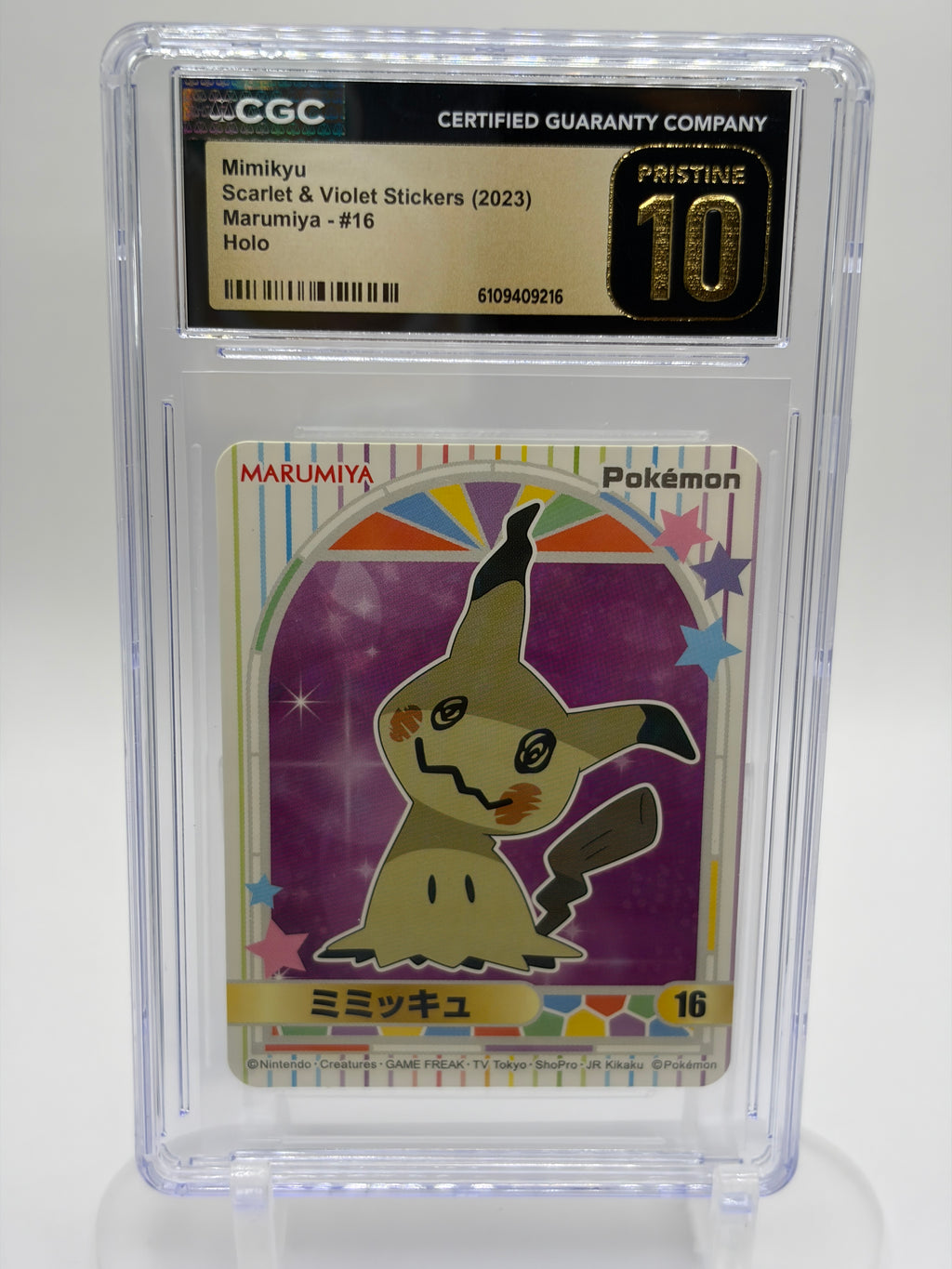Mimikyu #16 - CGC Pristine 10 - Scarlet & Violet Marumiya Stickers - Japanese 2023