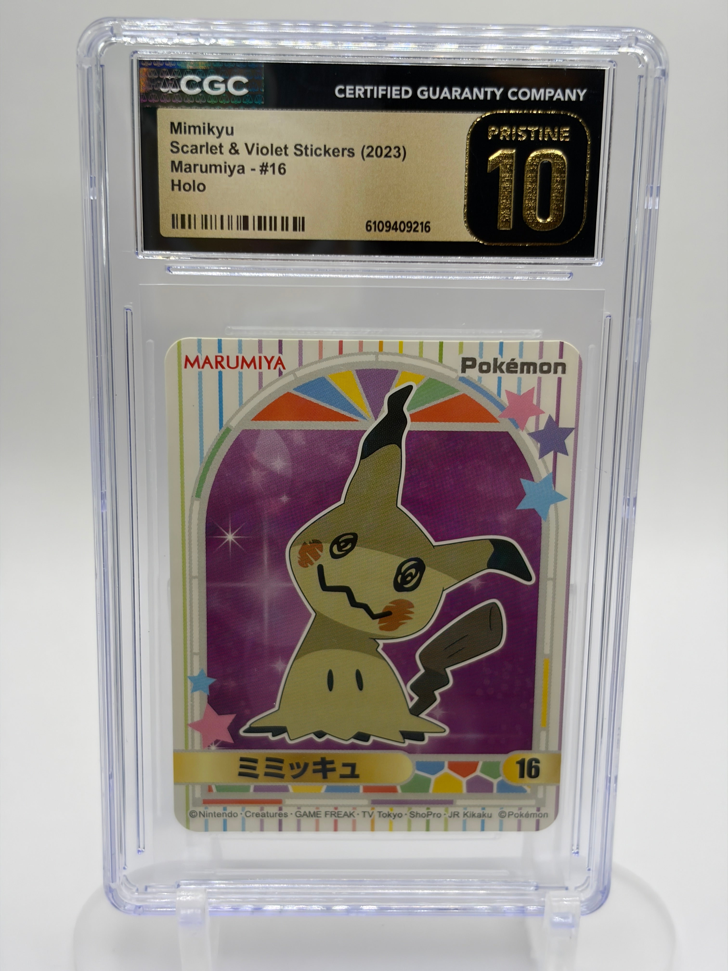 Mimikyu #16 - CGC Pristine 10 - Scarlet & Violet Marumiya Stickers - Japanese 2023