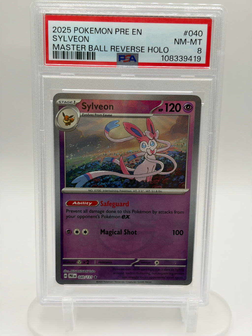 Sylveon 040/131 - PSA 8 NM-MT - Prismatic Evolutions Master Ball Reverse Holo - English 2025