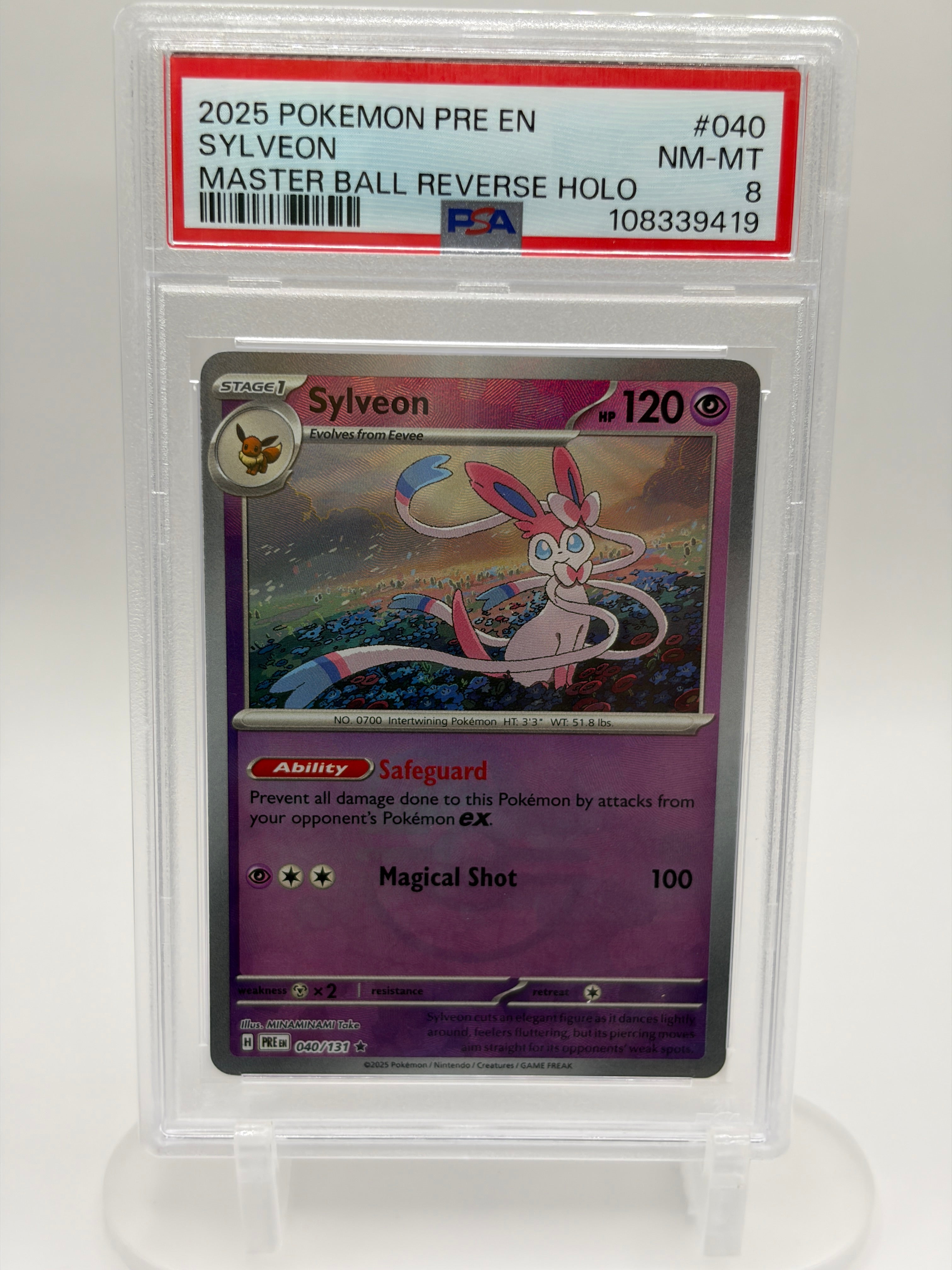 Sylveon 040/131 - PSA 8 NM-MT - Prismatic Evolutions Master Ball Reverse Holo - English 2025