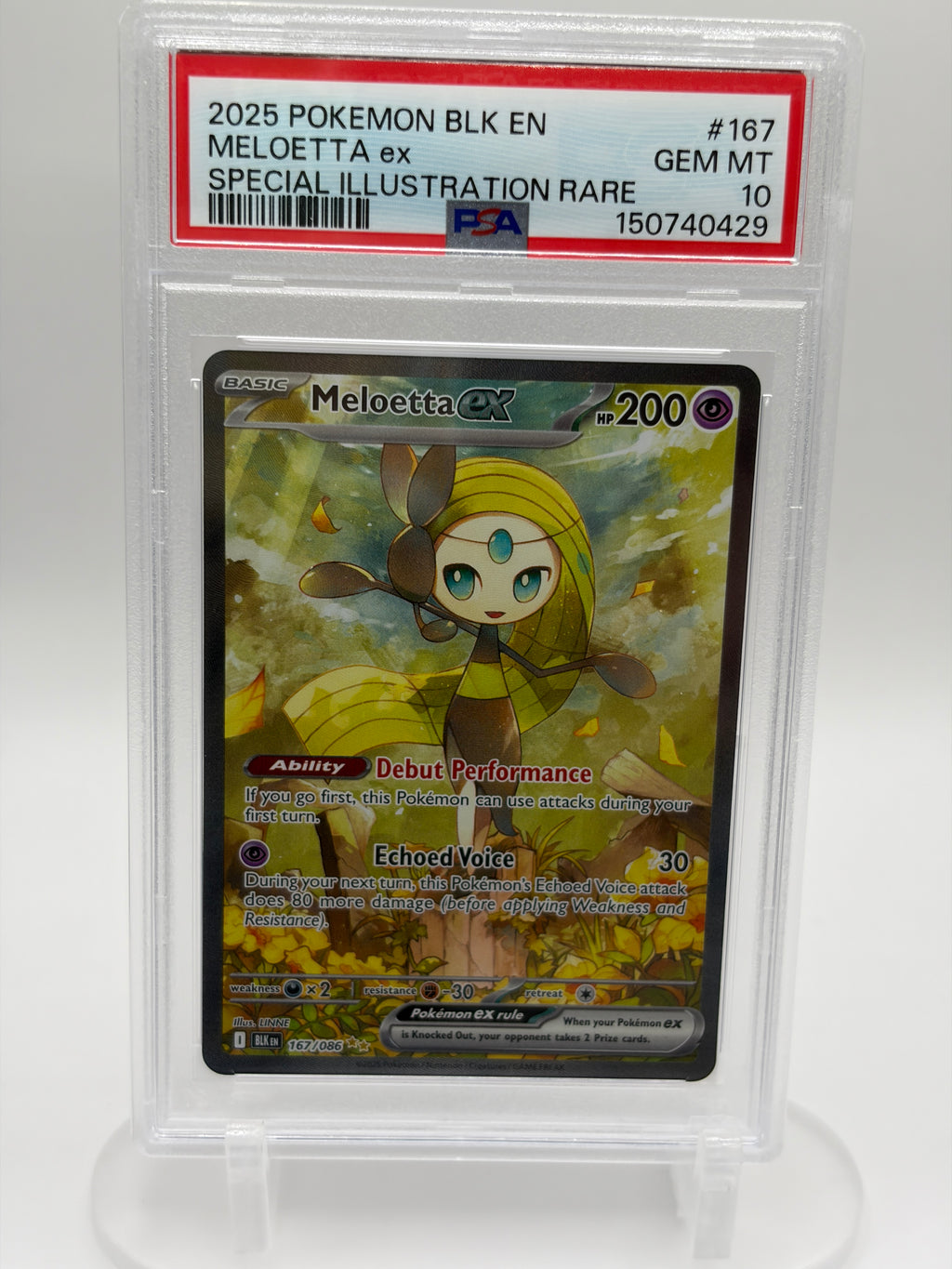 Meloetta ex 167/086 SIR - PSA 10 GEM-MT - Black Bolt (BLK) - English 2025