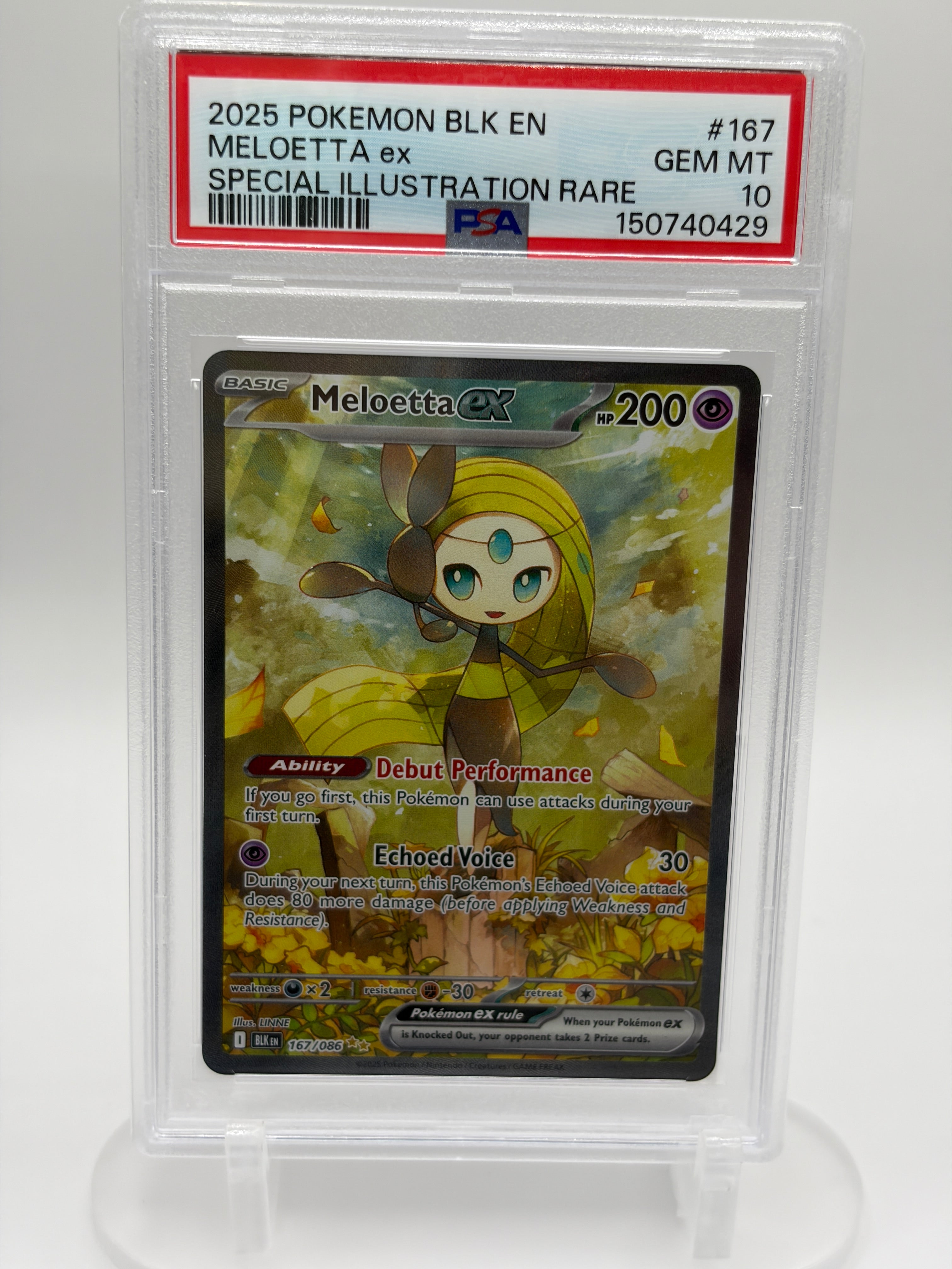 Meloetta ex 167/086 SIR - PSA 10 GEM-MT - Black Bolt (BLK) - English 2025