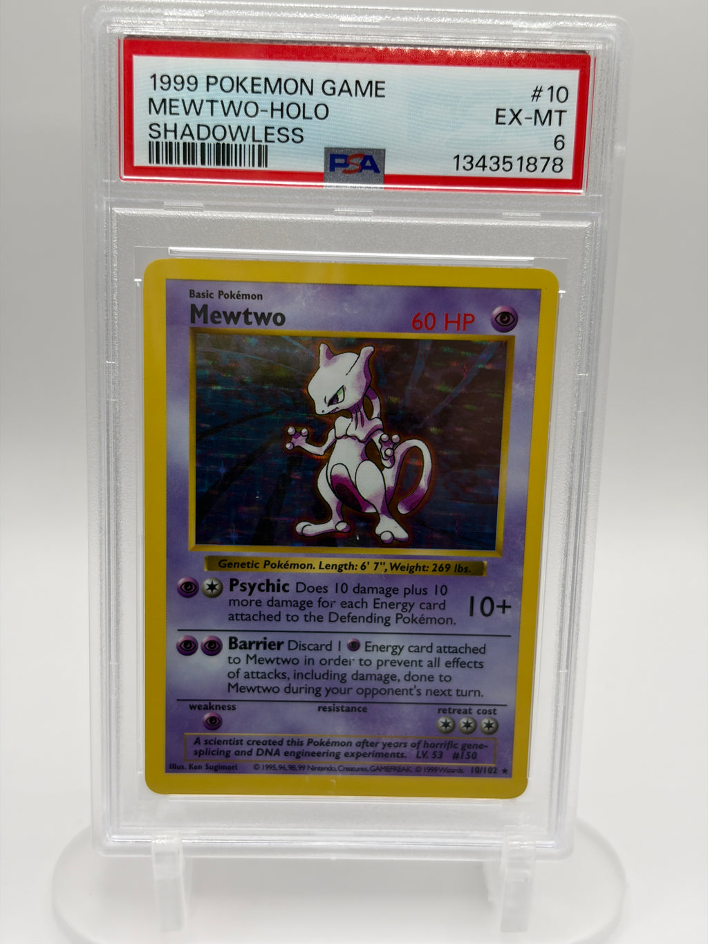 Mewtwo (Shadowless) 10/102 - PSA 6 EX-MT - Base Set Shadowless - English 1999