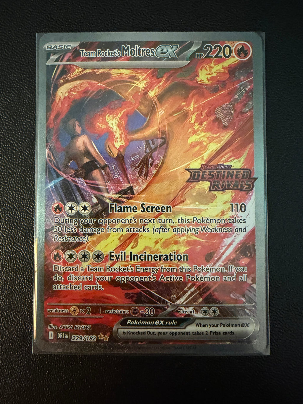 Team Rocket's Moltres ex - 229/182 (Destined Rivals Stamp)
