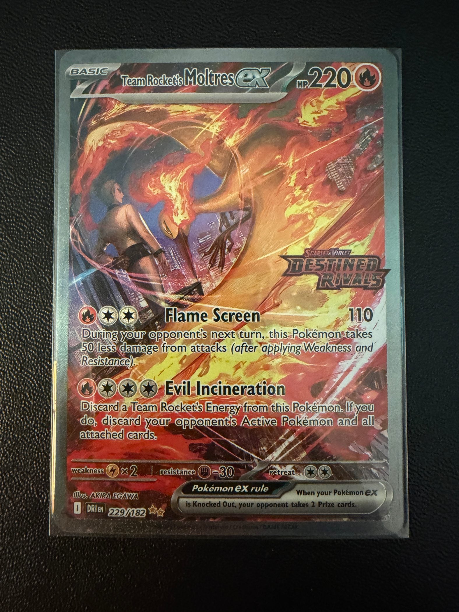 Team Rocket's Moltres ex - 229/182 (Destined Rivals Stamp)