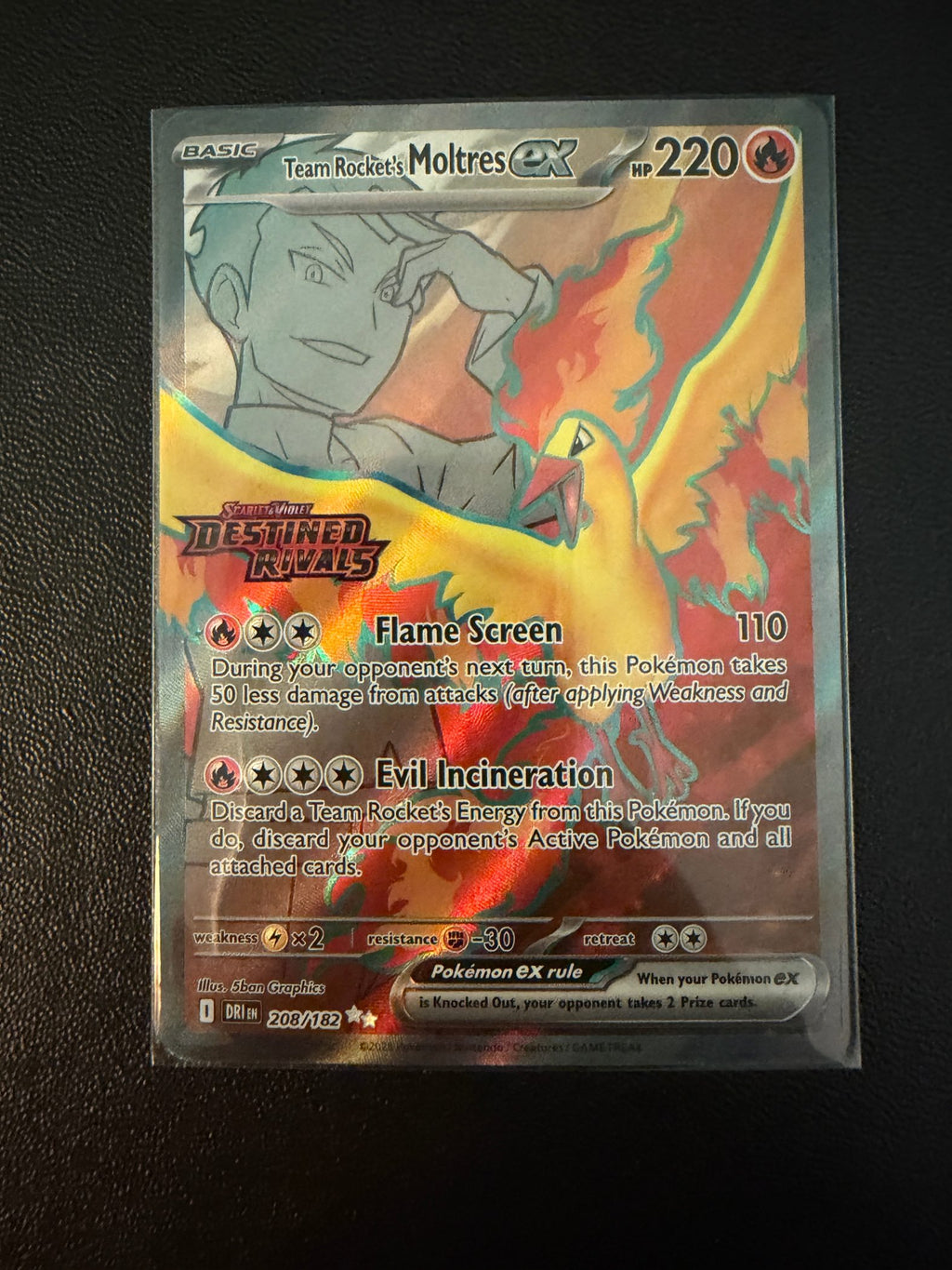Team Rocket's Moltres ex - 208/182 (Destined Rivals Stamp)