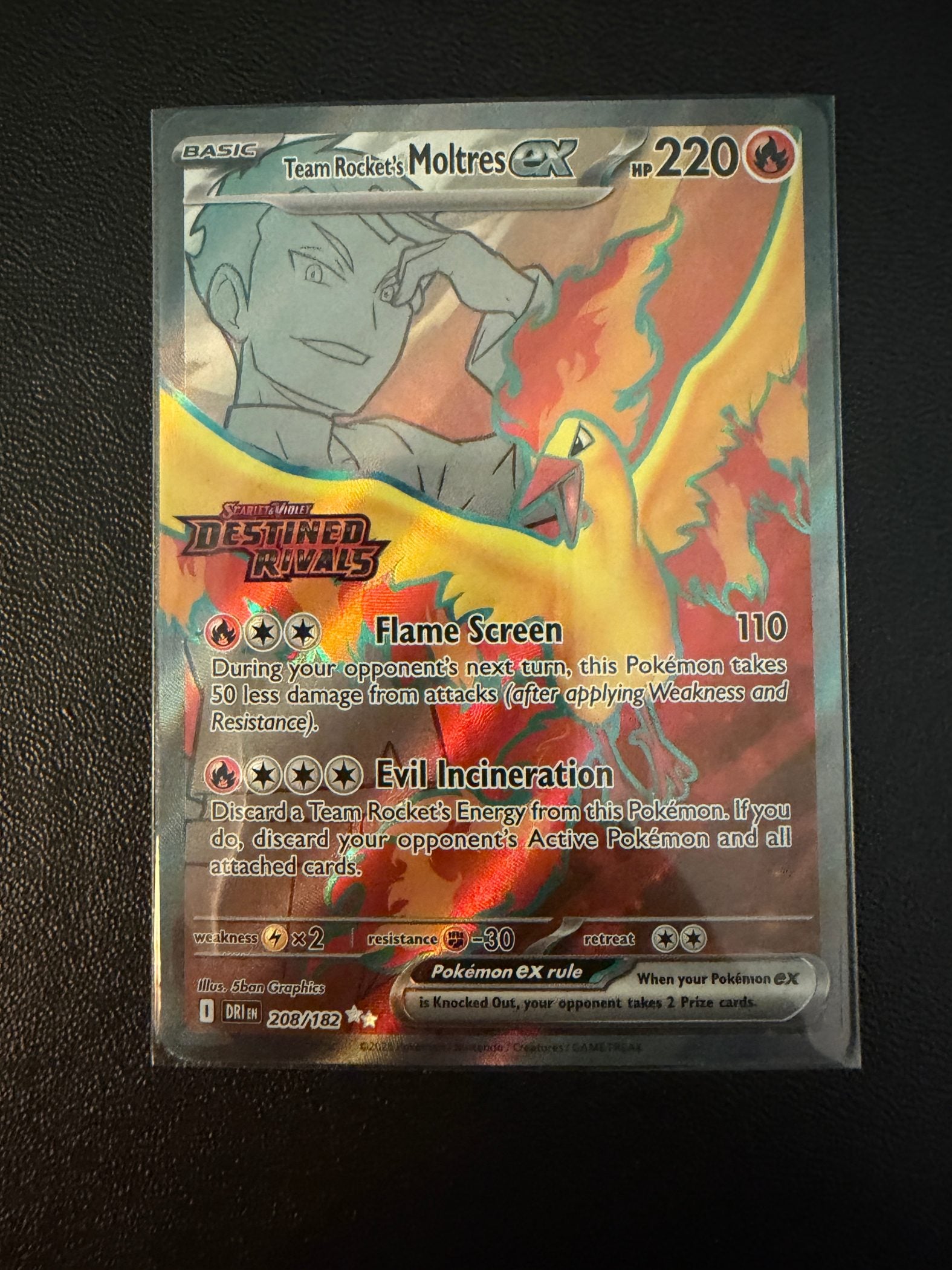Team Rocket's Moltres ex - 208/182 (Destined Rivals Stamp)
