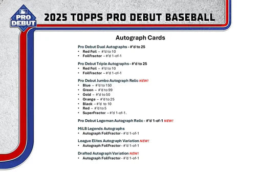 2025 Topps Pro Debut Baseball - Hobby Jumbo Box